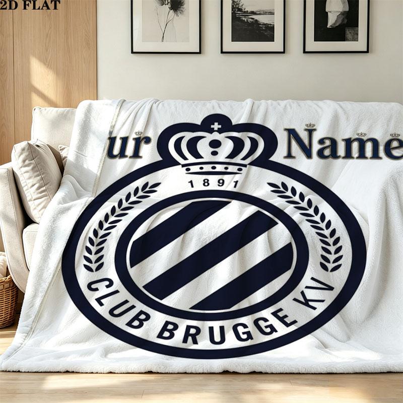 1PC Club Brugge KV Custom Name Patterned Flannel Blanket Suitable For All Seasons for Home Decor Warmth and Comfort Gifts Holiday Present