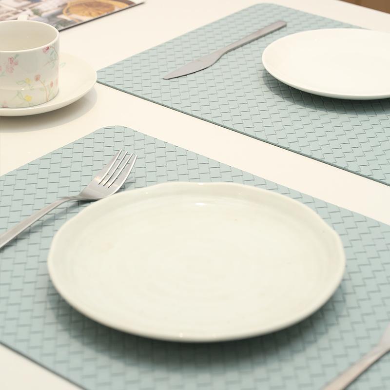 New woven plaid double-sided leather placemat teacup mat waterproof and oil-proof dining table mat western restaurant thermal insulation mat placemat