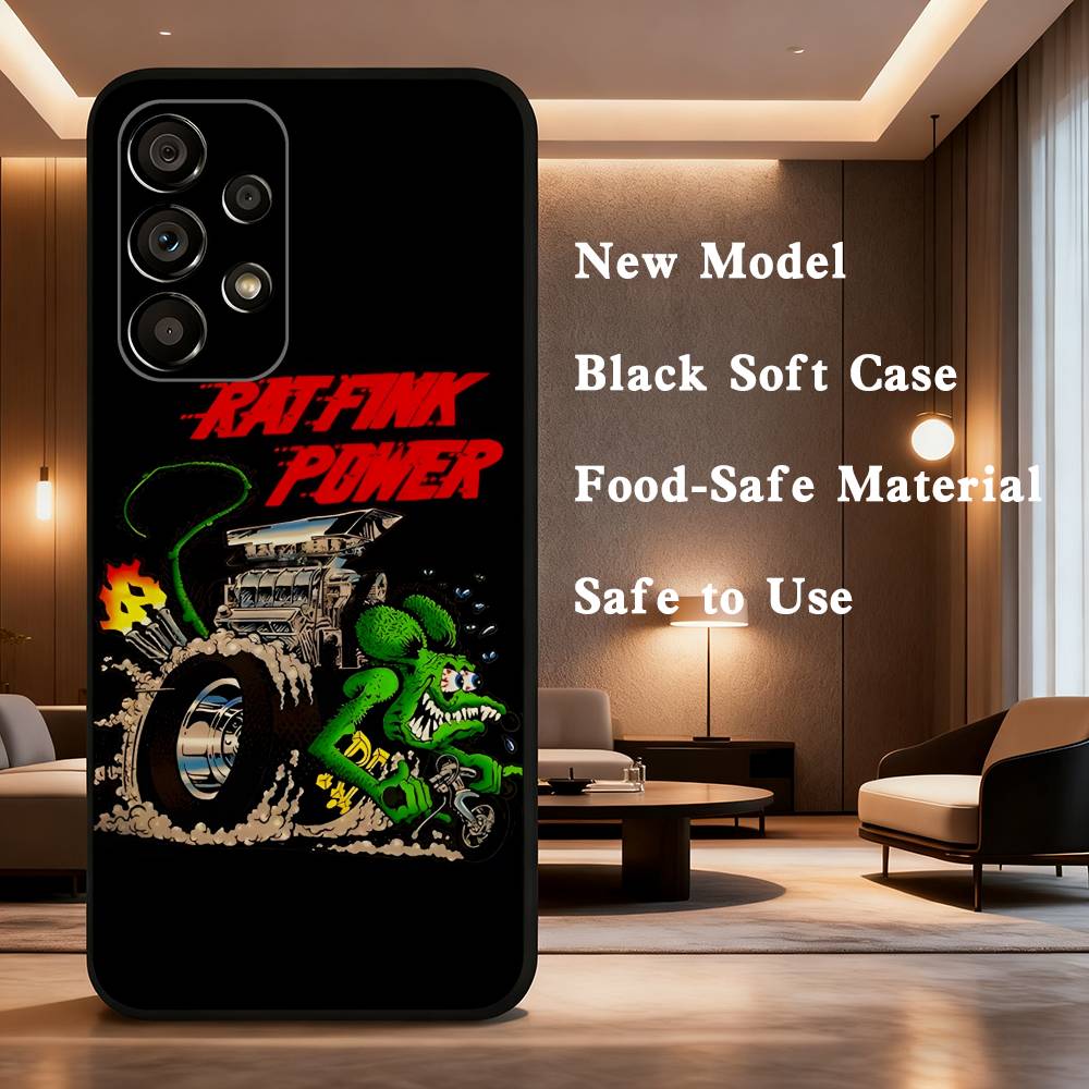 Rat F-Fink Phone Case For Samsung Galaxy A73,31,8,9,53,32,72,41,J7,52,71,22,Note Soft Black Silicone Cover
