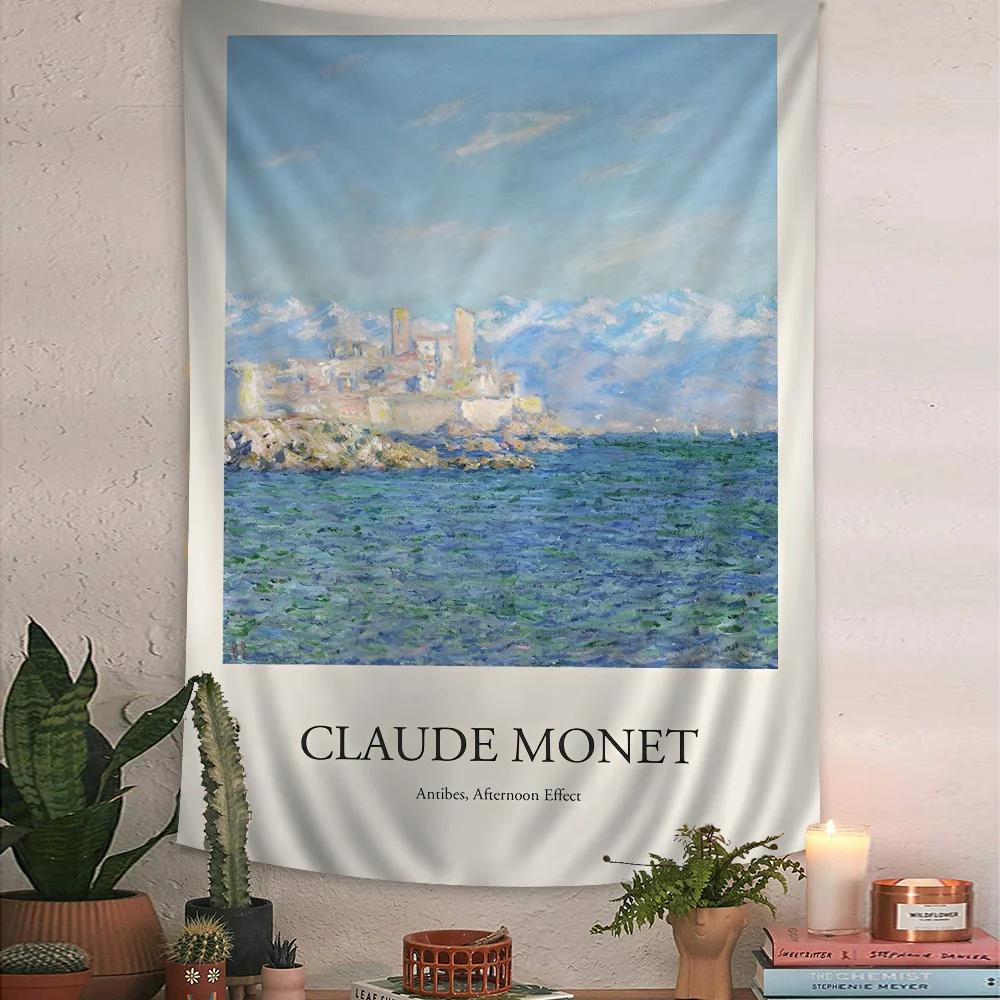 VIKAMA Artistic Style Monet Water Lilies Tapestry Bedroom Atmosphere Enhancer Living Room Wall Decor Tapestry Room Decoration