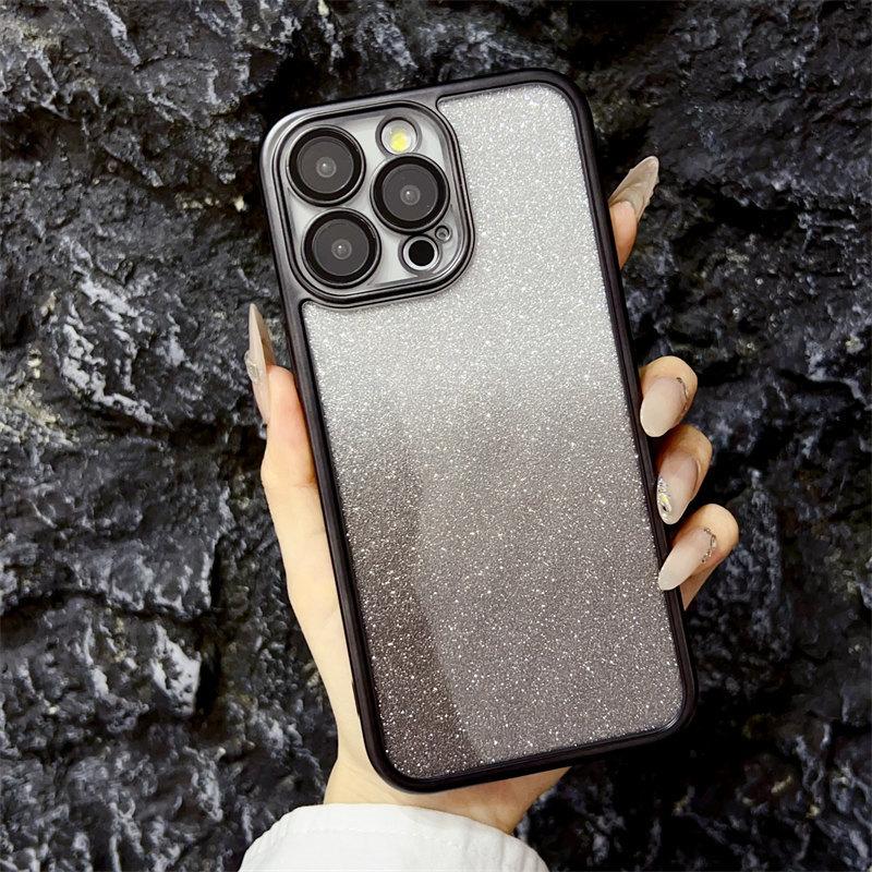 

Роскошный 6D гальванический матовый блестящий чехол с градиентом и пленкой для линз для iPhone 15 Pro Max 14 Plus 13 12 11 Pro, универсальный защитный чехол от падения iPhone 11 чёрный