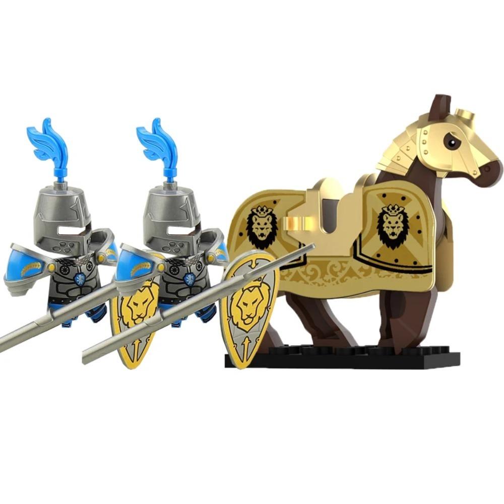 Mittelalterliche Burgsoldaten Actionfiguren Baustein Drache Anime Ritter Zubehör Kriegspferd Miliz Helm Schild Spielzeug Geschenk B15