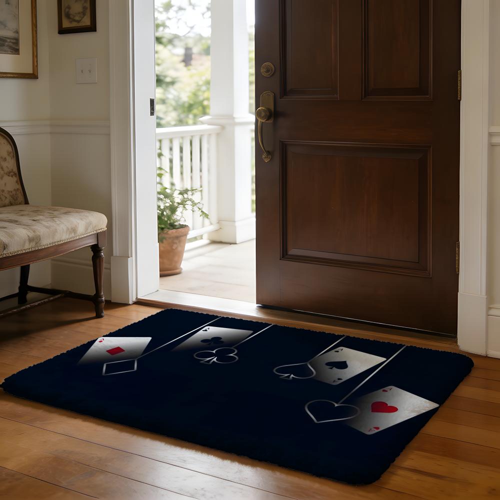 Fashion Spade Floor Mat Soft Flannel Absorbent Mat Non-Slip Rug Home Bedroom Bathroom