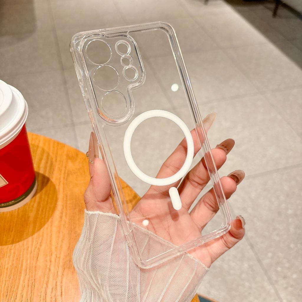 For Magsafe Magnetic Clear Phone Case for Samsung Galaxy S26 Ultra S25 FE S24 Plus A57 A37 A17 A07 A56 A16 A36 Translucent Cover