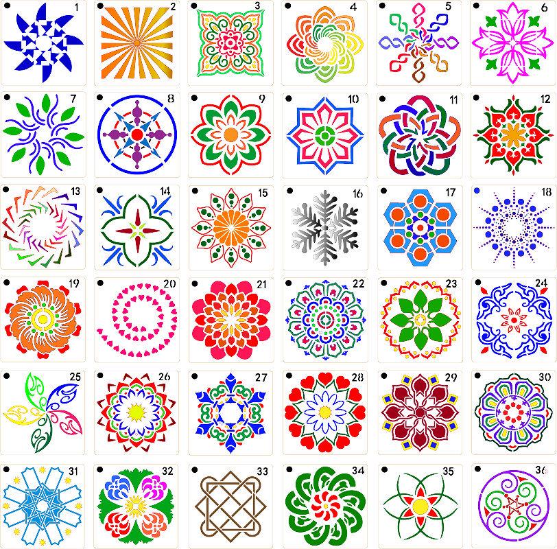 Cross-Border Mandala Stone Painting Spray Stencil - DIY Decorative Template (36 Models)