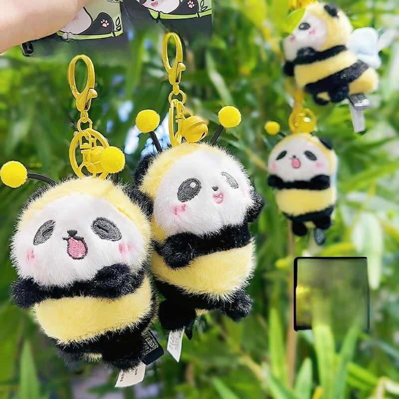 Cartoon Bumblebee Cute Panda Plush Keychain Gifts Collectors Carry Everyday