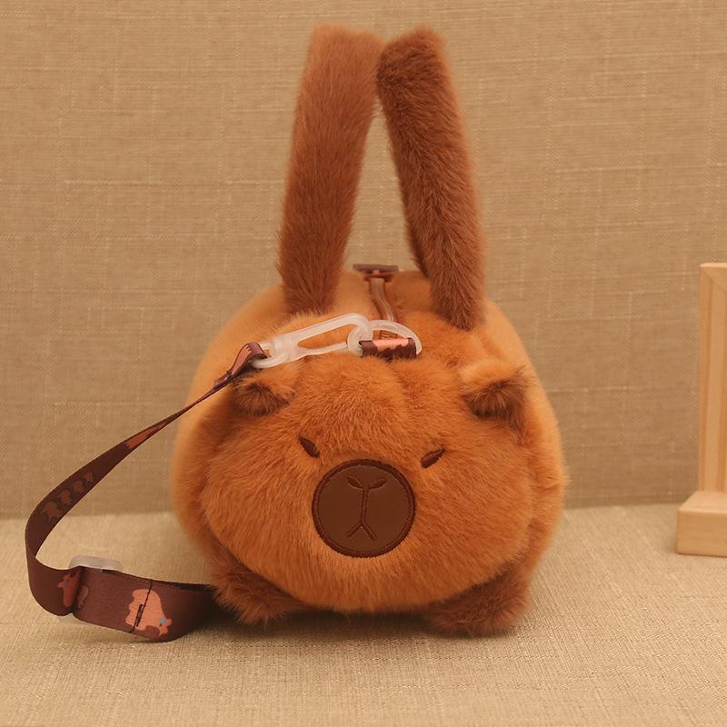 Plush Capybara Panda Claw Machine Crossbody Bag with Large Capacity