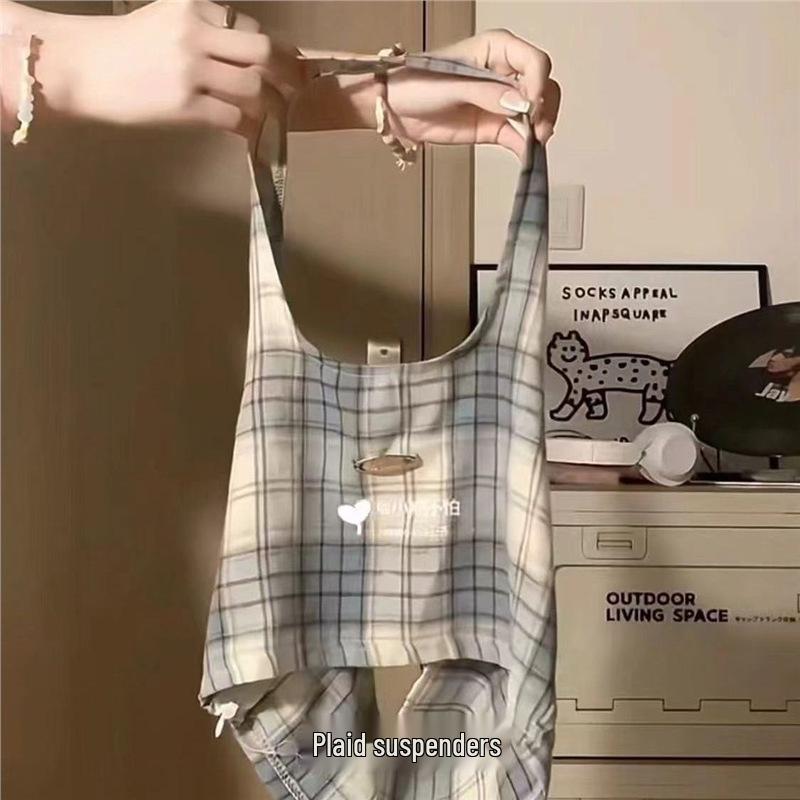 Plaid Hooded Two-Piece Sweatshirt - 2024 College Style Loose Fit