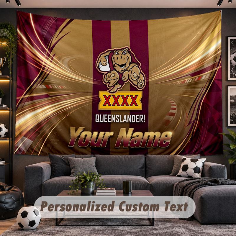 Wall Hanging Tapestry Custom NameQueensland Maroons Pattern Personalized Printed Fabric Wall Decor