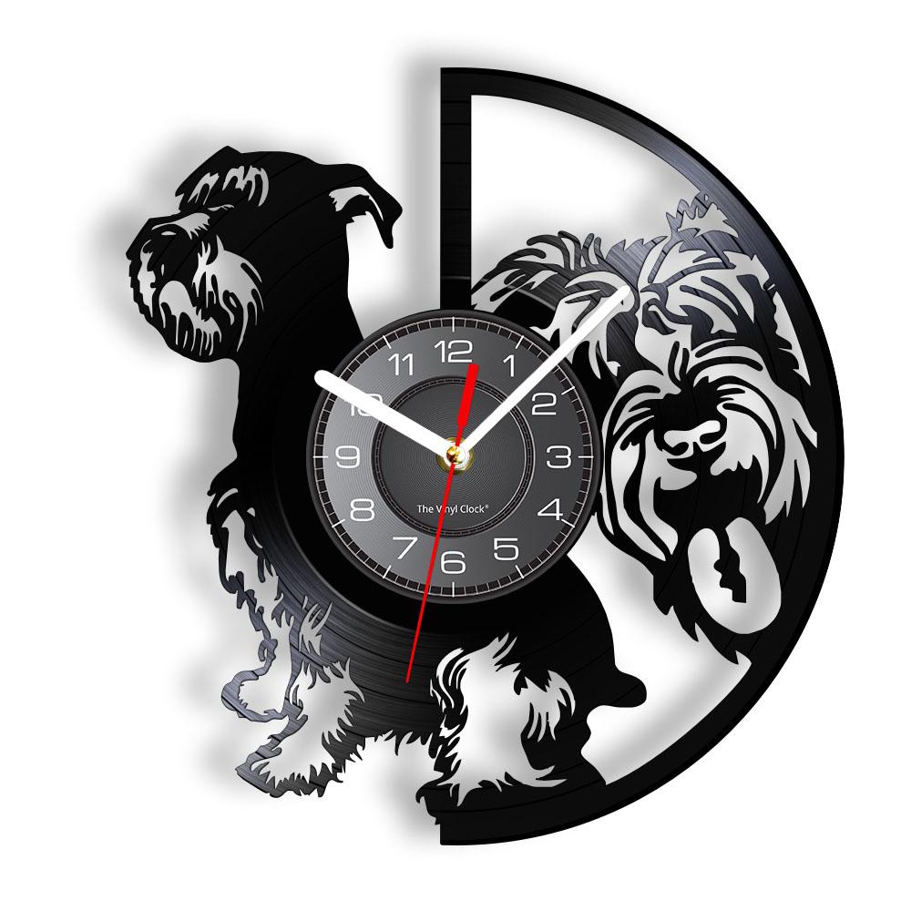 

Mini Schnauzer Dog Canine Wall Clock Giant Schnauzer Dog Breed Vinyl Record Wall Clock Dog Pet Owener Dog Lovers Breeders Gift