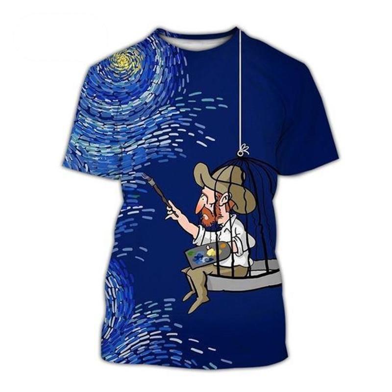 

Vincent Van Gogh Pattern T Shirt for Men Oil Painting Portrait 3D Printed T-Shirts Summer Casual O-Neck Short Sleeve Loose Tees 6XL