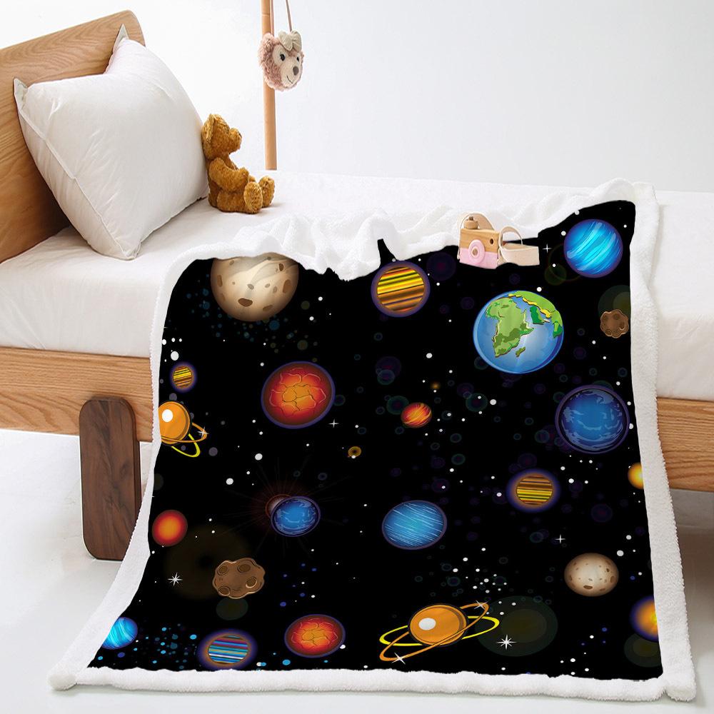 Car Moon Planet Thickened Lamb Fleece Crystal Fleece Blanket Cover Blanket