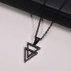 Men's Stainless Steel Hollow Double Triangle Necklaces,Waterproof Metal Geometric Pendant Collar with O Chain