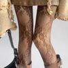 Korean INS Hollowed Lace Mesh Stockings Women Pantyhose Hot Tights Japanese Lolita Retro Floral Rattan Black White Long Socks