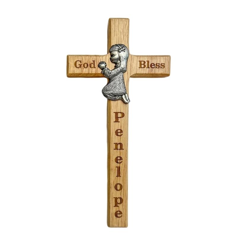Crucifix Ornament Wood Blessing Gift For Children Easter Baptisms Or Birthday Present Safe and Friendly