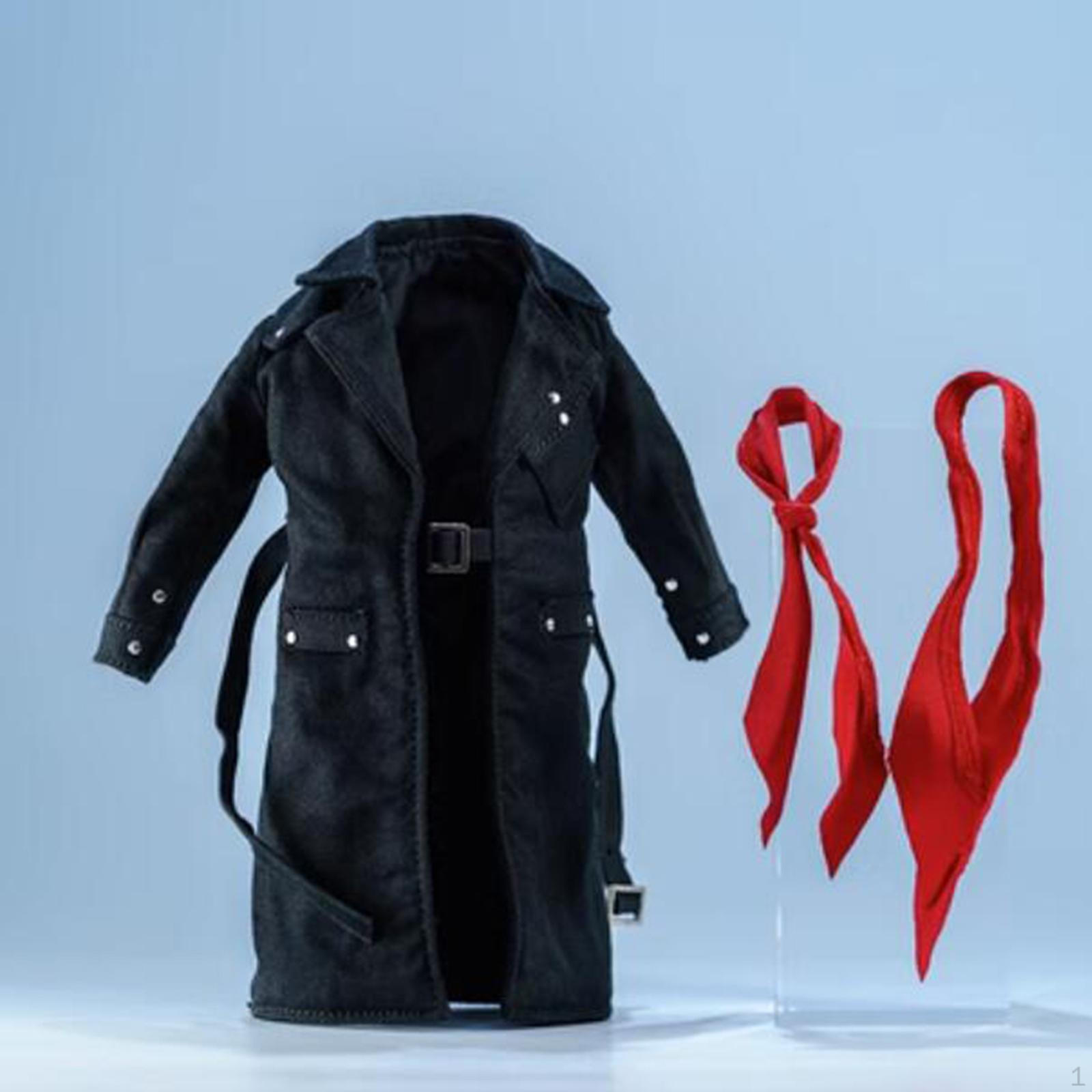 

1/12 Male Trench Coat Overcoat with Scarf Fashion Handmade Action Figures Windbreaker for 6