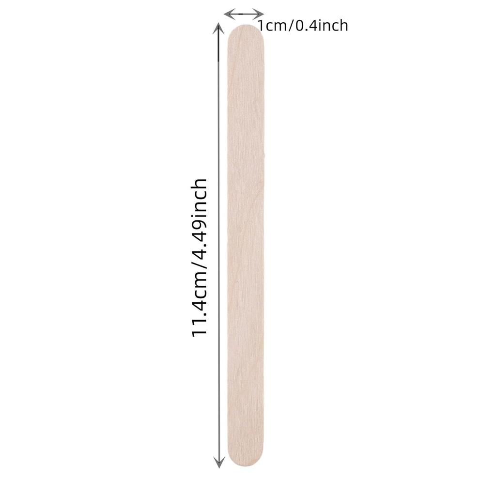 200/500/1000pcs 4.5 Inch Wooden Craft Sticks, Hair Removal Wax Sticks for Eyebrow and Body, Wax Wiping Tools,Natural Wood Popsicle Ice Cream