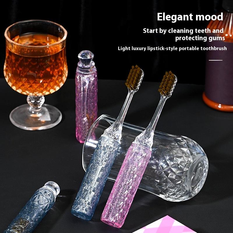 1/2 Pcs Toothbrush Soft Bristled Toothbrush Lipstick Detachable Handle For Men And Women Travel Size Dental Care Tool