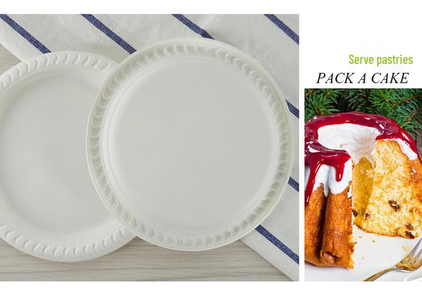 **Eco-Friendly Corn Starch Cake Plate, Round 15cm - Biodegradable Tableware**