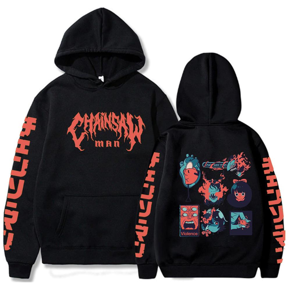 Anime Chainsaw Man Pochita Graphic Print Hooded Men Women Classic Hoodies Plus Size Streetwear Harajuku Unisex Sweatshirt