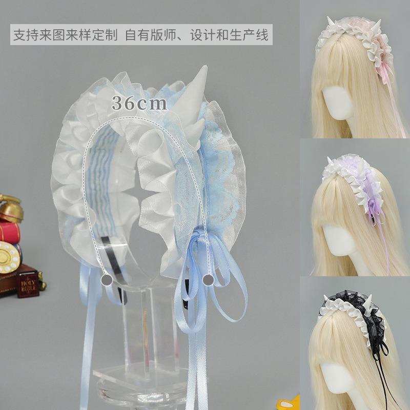 Subculture gothic devil horn headgear yk lolita dragon horn hair accessories sick and delicate dragon horn headband