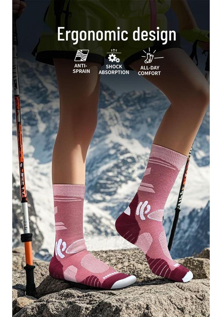 30% Merino Wool Thickened Mid-Calf Hiking & Camping Socks for Autumn/Winter