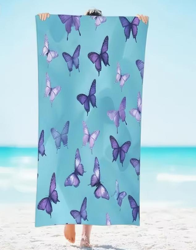 Ästhetisches Schmetterlingsmuster Strandtuch, Großes Mikrofaser-Sandfreies Schnelltrocknendes Handtuch für den Sommerurlaub