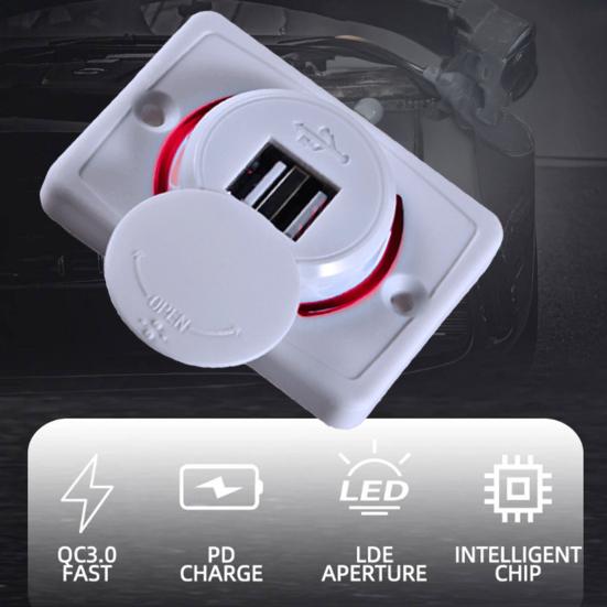 Dual USB Car Charger Socket 3.1A Power Outlet Dual Port Quick Car Charger Adapter with LED Indicator 12V-24V Fast Charging Station for Phones Tablets