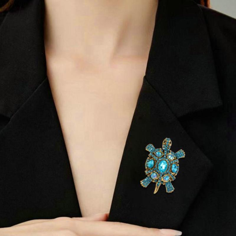 Exquisite Vintage Strass Schildkröten Broschen Für Damen Kleidung Mantel Schmuck Accessoires Geschenke