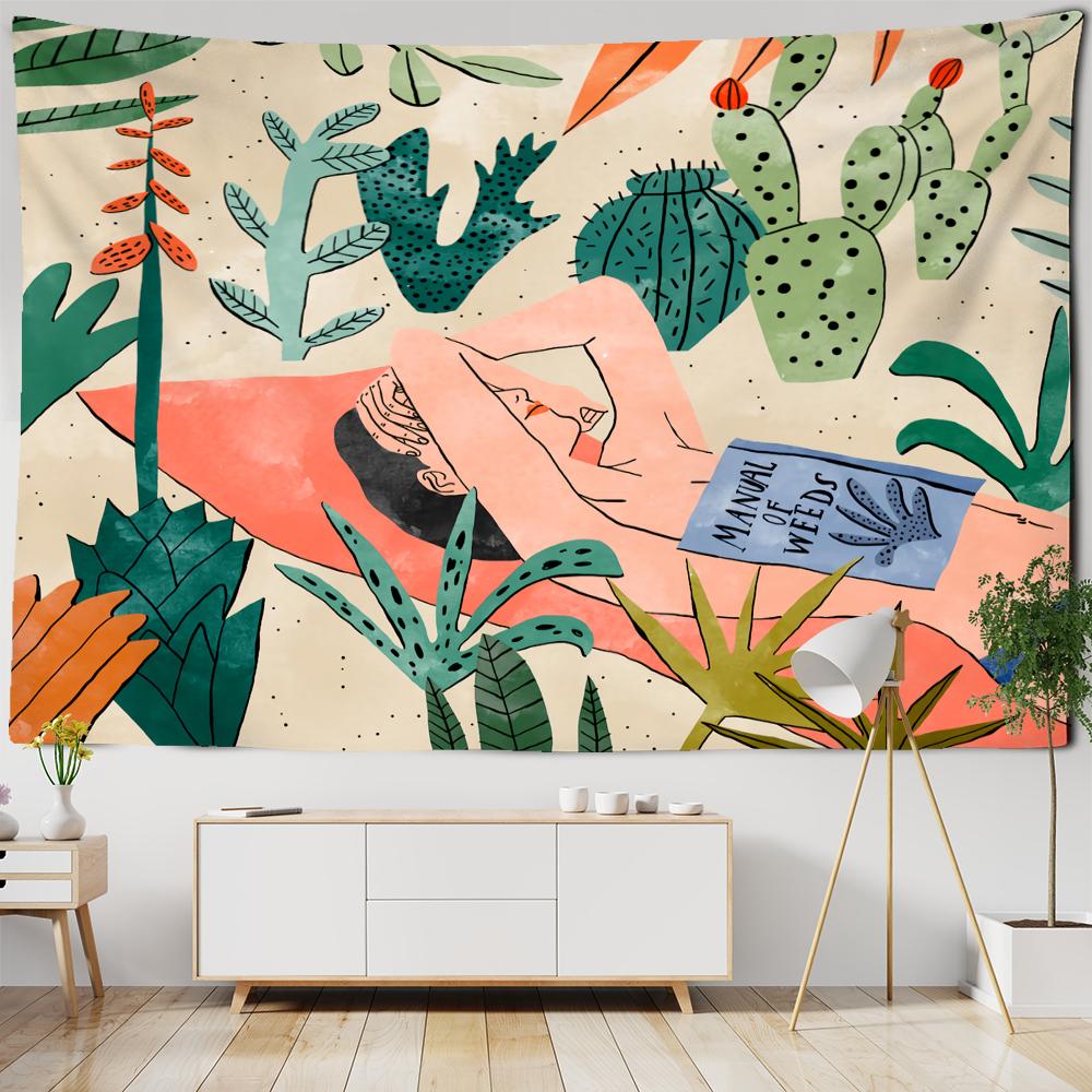 Oil Painting Tropical Plants Tapestry Wall Hanging Living Room Bedroom Headboard Wall Art Sheets Home Decor