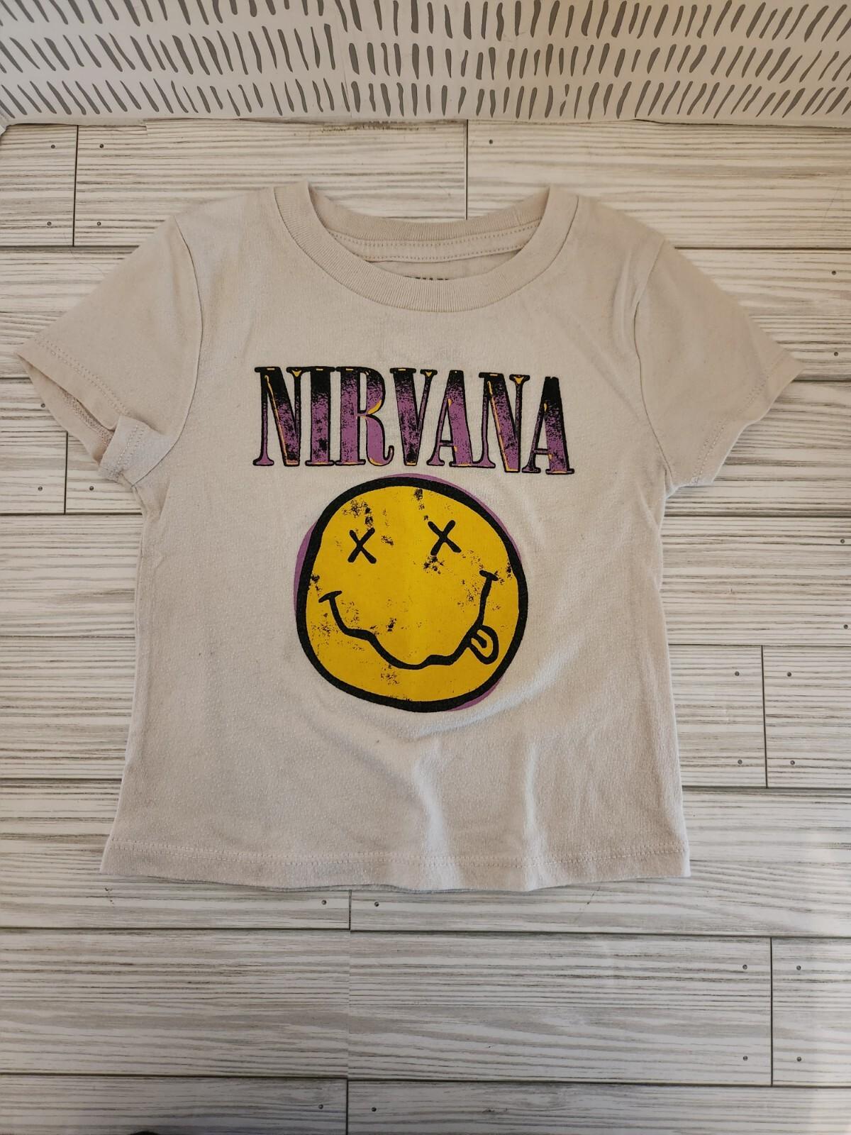 26 Nirvana Smiley Face Logo White T Shirt Size 3T Unisex T-Shirt M