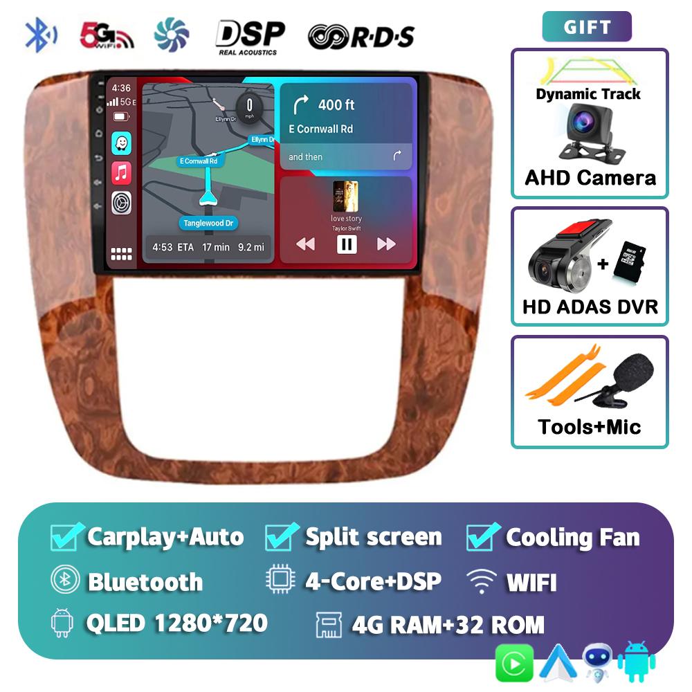 Android 14 Carplay Auto Car Radio For GMC Yukon Chevrolet Tahoe Suburban 2007 - 2012 Multimedia Player GPS Navigation Stereo DSP