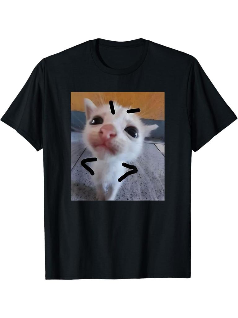 Funny Angry Kitten Meme Graphic Tee Cute Cat Lovers Cotton Casual T Shirt for Men Daily Fun