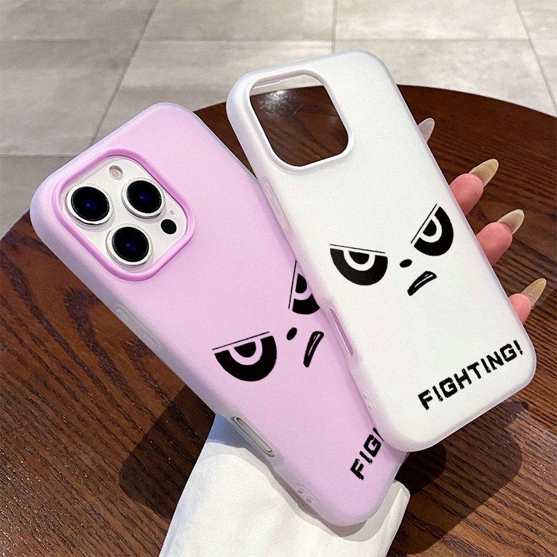 Patterned Matte Frosted Skin Feel Casing PC+TPU 2in1 Angry Face Fighting Printed Protective Cover Soft Back Case