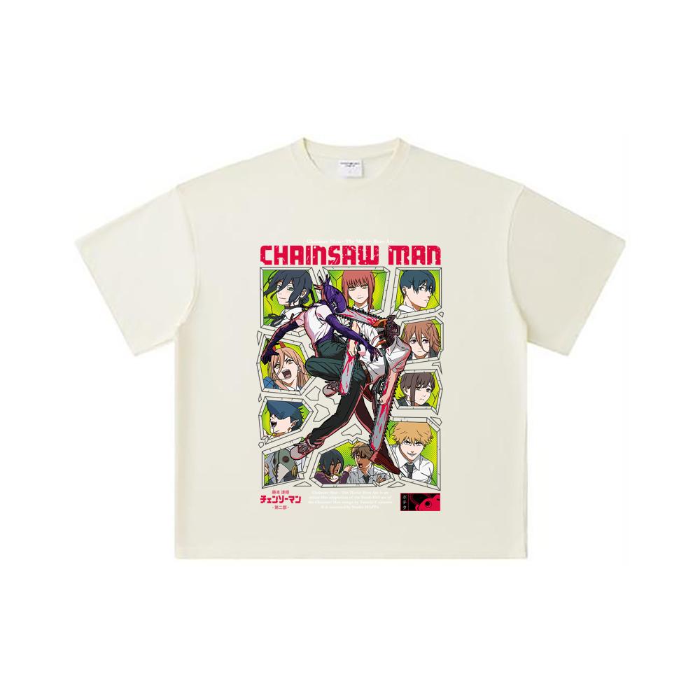 260 GSM Double Yarn 32 Count 100% Cotton Chainsaw Man V17 Reze Arc Print Unisex Heavy Cotton T Shirt