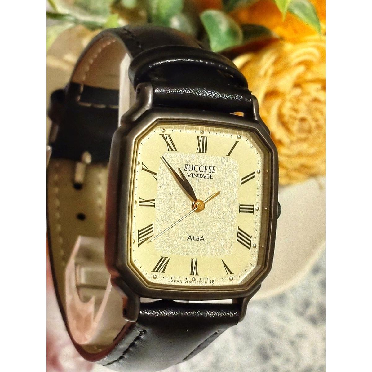 Vintage working item SEIKO ALBA Men s Women s watch Roman index TANK Belt new replacement