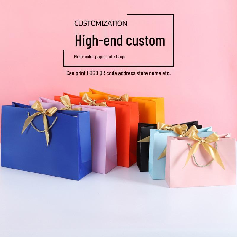 Bunte Band-Schleife Tragetasche - Quadratische Geschenktasche & Einkaufstasche mit individueller Logo-Option