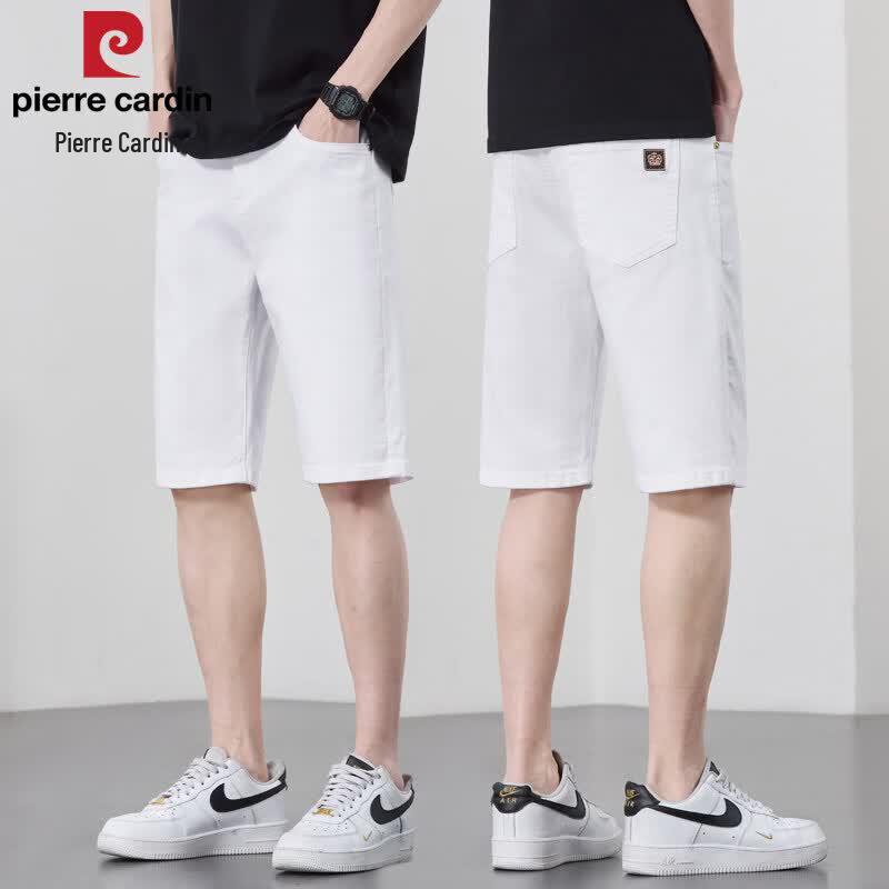 Pierre Cardin Men s White Loose Fit Cotton Denim Shorts 30