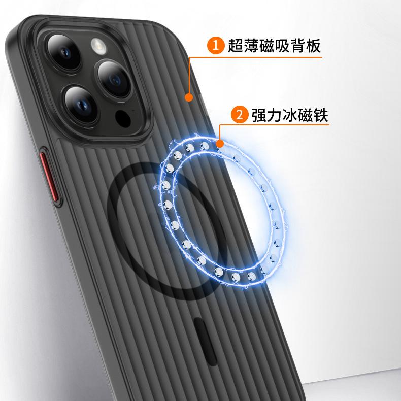 Applicable To iPhone17 Corrugated Magnetic Mobile Phone Case Matte Apple 16proMax Light and Thin Anti-drop 15 Protective Case