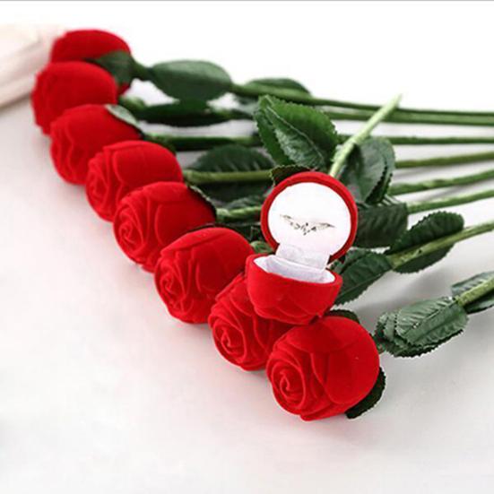 Romantische Rose Verlobung Hochzeit Ohrring Ring Anhänger Charme Schmuck Vitrine
