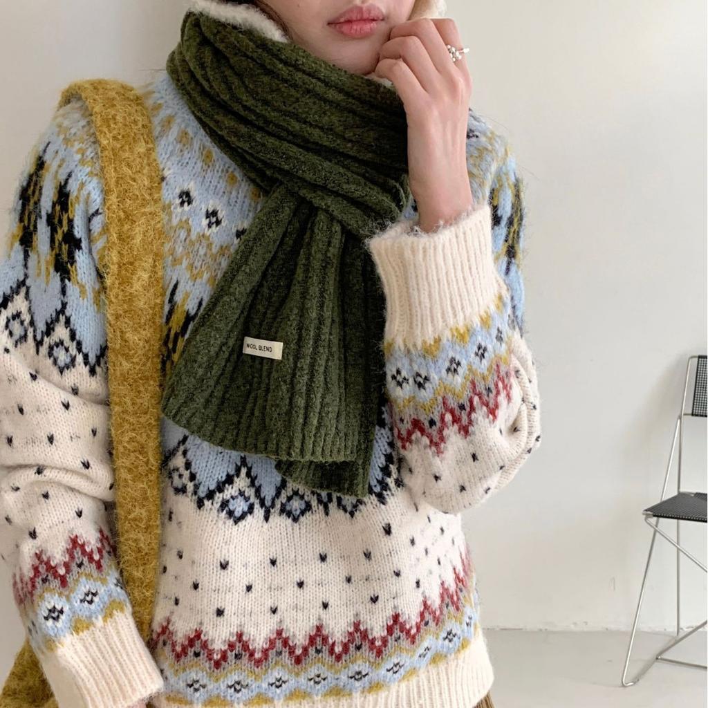 New Autumn and Winter Women's Figure Eight Scarf Wool Blended Knitted Solid Color Sweet Korean Style Versatile Fashionable Warm Scarf