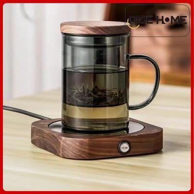 PIGE HOME 400ml Šálek na čaj Skleněný filtr na čaj odolný vůči teplu s filtrem a dřevěným víkem Rukojeť proti opaření Skleněný šálek Hrnek na pití