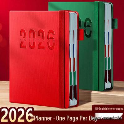 מתכנן יומי 2026: יומן יומי באנגלית, עמוד אחד ליום, לניהול זמן ולרישום הערות.