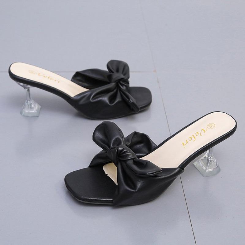 Women's Shoes 2025 Fashion Horseshoe Heel Women's Sexy Square Head High Heels Summer High Heels Ladies Bow Tie Shoes