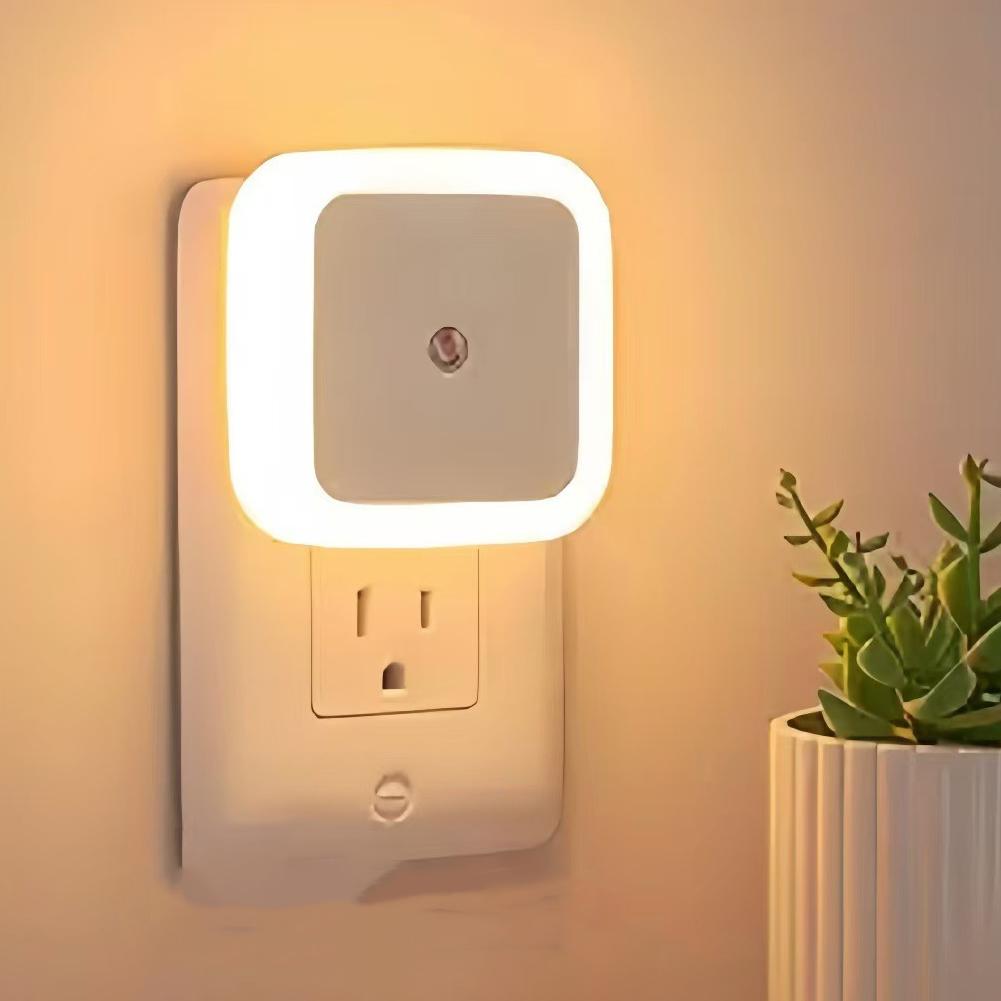 Mini LED Night Light EU Plug-In Led Light Eye Protection Night Light Lamp Square Shape Sensor Nights Lamp For Bedside