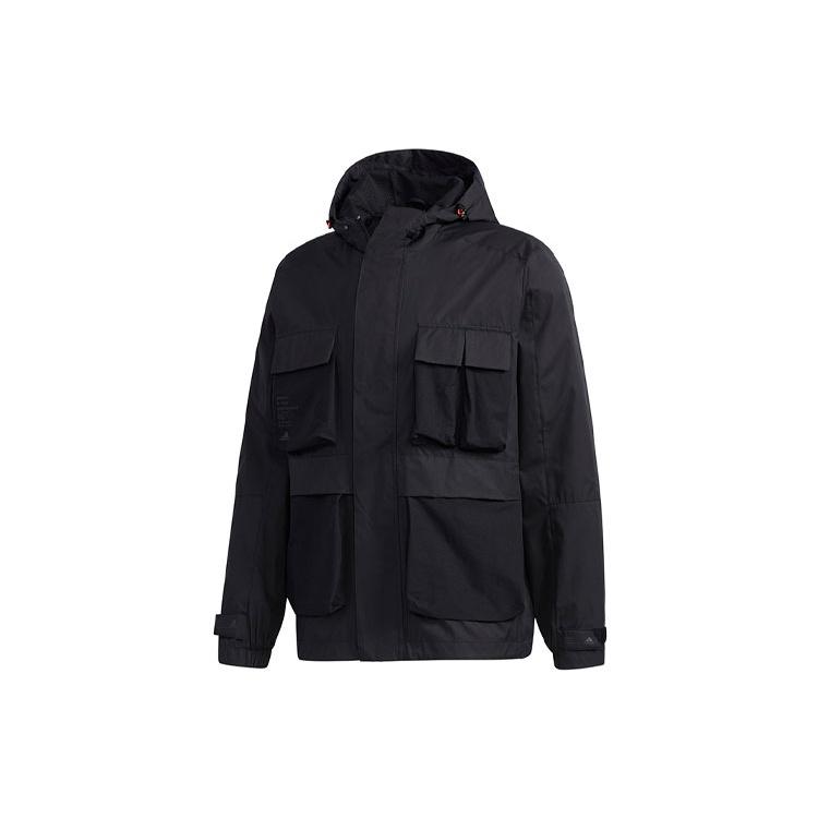 adidas TH WB JKT Multiple Pockets Sports hooded Windbreaker Jacket Black Men s GF4019 S