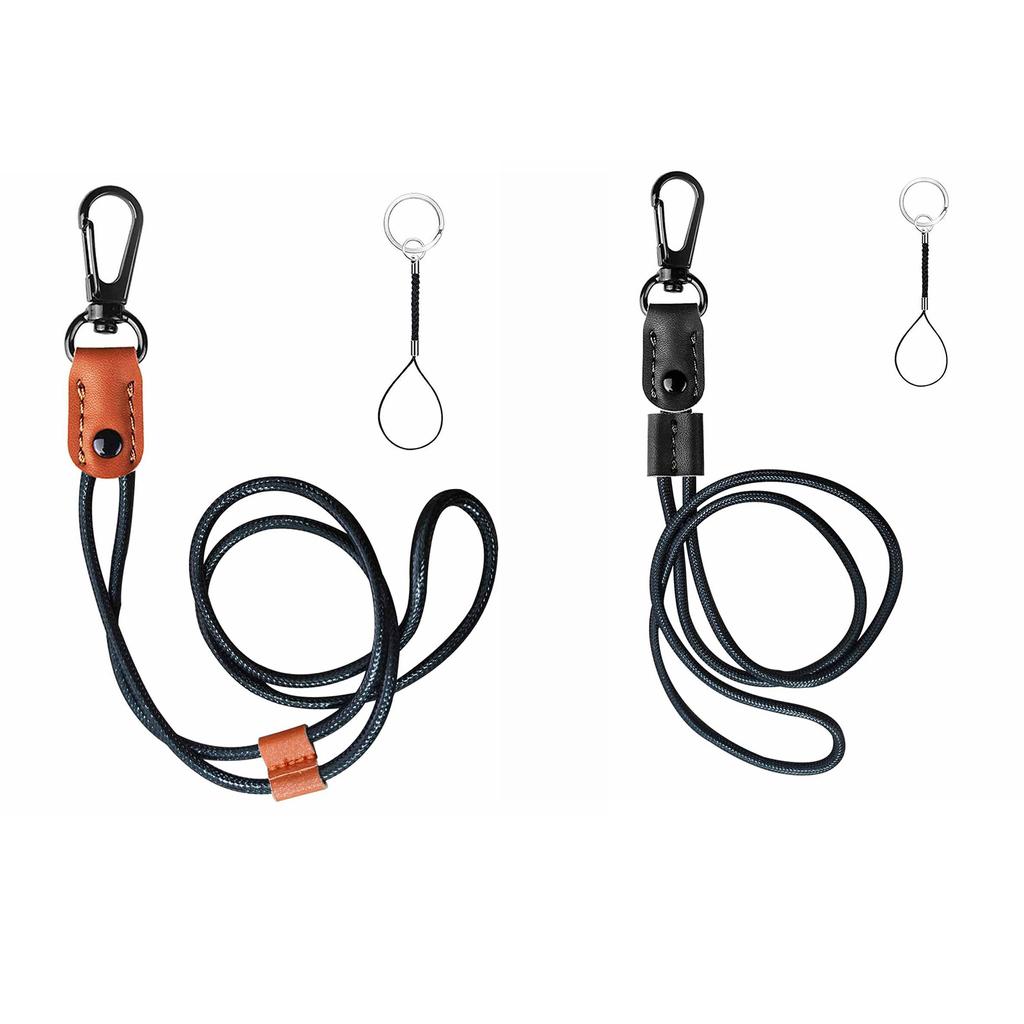 Skórzana smycz z metalowym klipsem Długa smycz na szyję Brelok do kluczy Uchwyt na klucze Regulowane smycze breloki