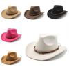 Western Cowboy Hat For Men Women Vintage Wool Felt Large Brim Warm Fedora