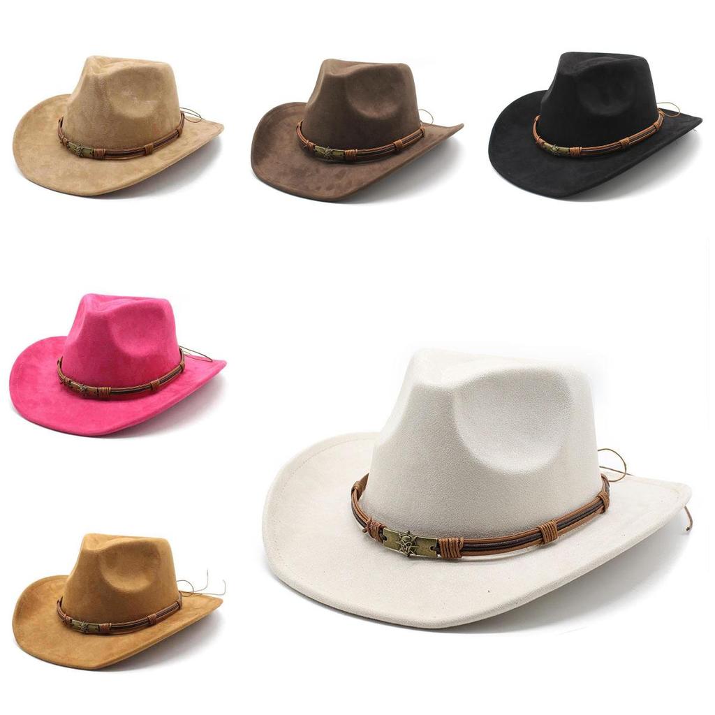 Western Cowboy Hat For Men Women Vintage Wool Felt Large Brim Warm Fedora