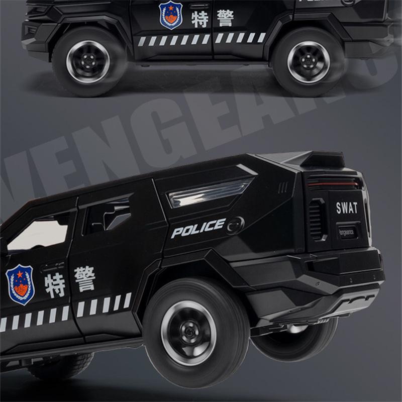 1:24 Vengeance Legierung Explosionsgeschütztes Fahrzeugmodell Metall Polizei Gepanzertes Geländefahrzeug Automodell Ton und Licht Kinderspielzeug Geschenk